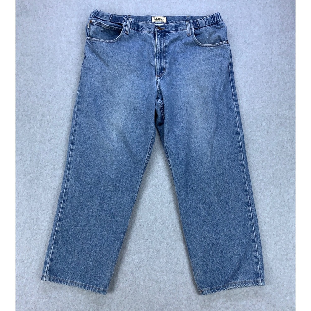 LL Bean Comfort Waist Jeans Mens 38x32 (Fits 38x28) Blue Straight Leg Denim